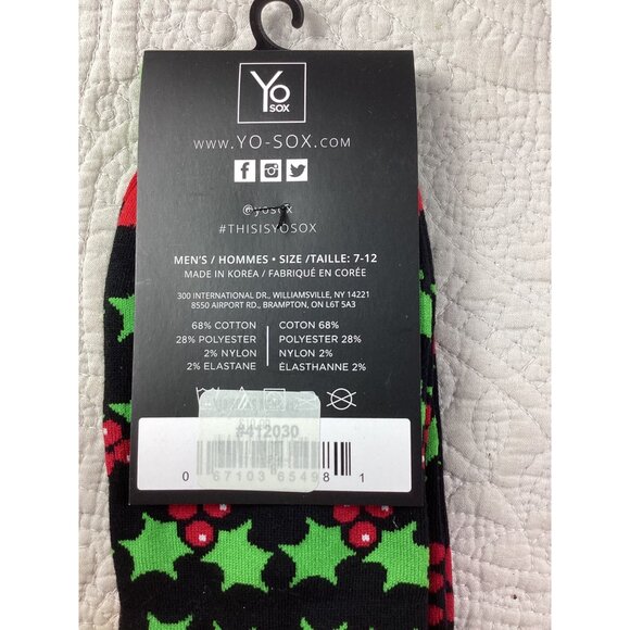 Lot of 7 Pairs Yo Sox Mens Christmas Socks Size 7-12 Cotton Blend Gift Set*New - Picture 3 of 9